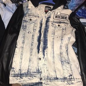 sleeping with sirens denim jacket with hood